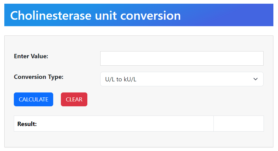 cholinesterase unit conversion